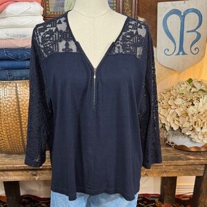 Wrap London Elegant Navy Lace Women's Top